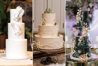 Elegant blue winter wedding cake idea for frosty wonderland event