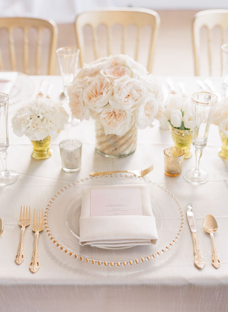 Gold Beaded Charger Wedding Reception Place Settings