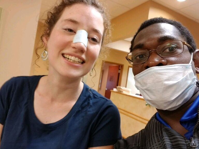 She broke her nose at SkyZone while doing a flip.  Another great bonding moment.