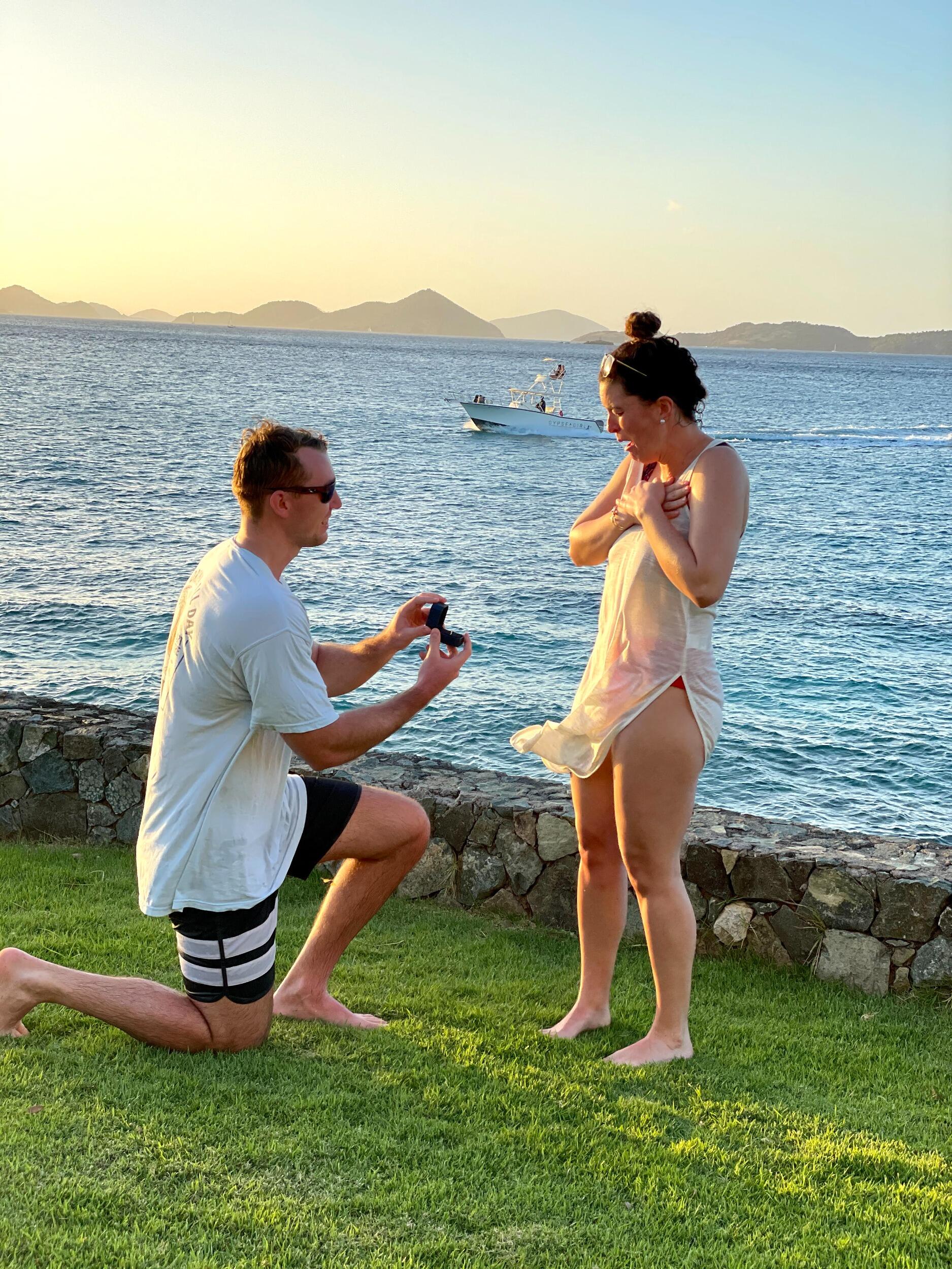 Bobby finally popped the question in "Love City" on St. John, USVI while on vacation with the Schaeffer Family. 

Photo cred: Stephanie Schaeffer (Bobby's sister & Bridesmaid!)