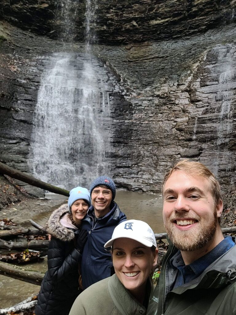 Adam loves to go camping and hiking, and this was their first camping experience together. Unfortunately, it was downpouring rain the first night, but Rachel persevered and we made some good memories hiking and playing cards with friends. (Don't let anyone know Rachel destroyed Adam in Monopoly Deal.)