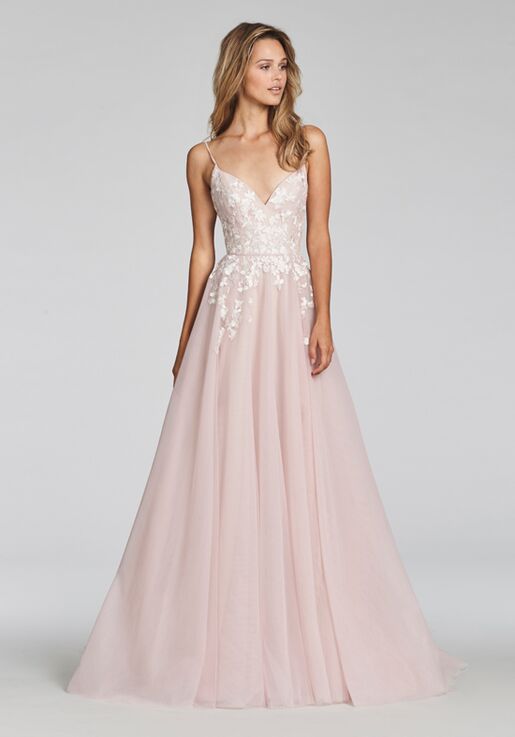 blush a line wedding dress