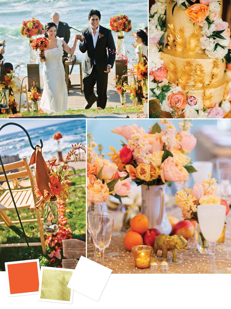 Late summer wedding color scheme of gold and marigold
