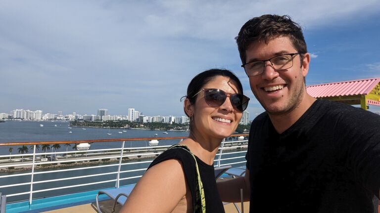 Celebrating their 1 year anniversary and Tash's birthday on a cruise to the Bahamas 