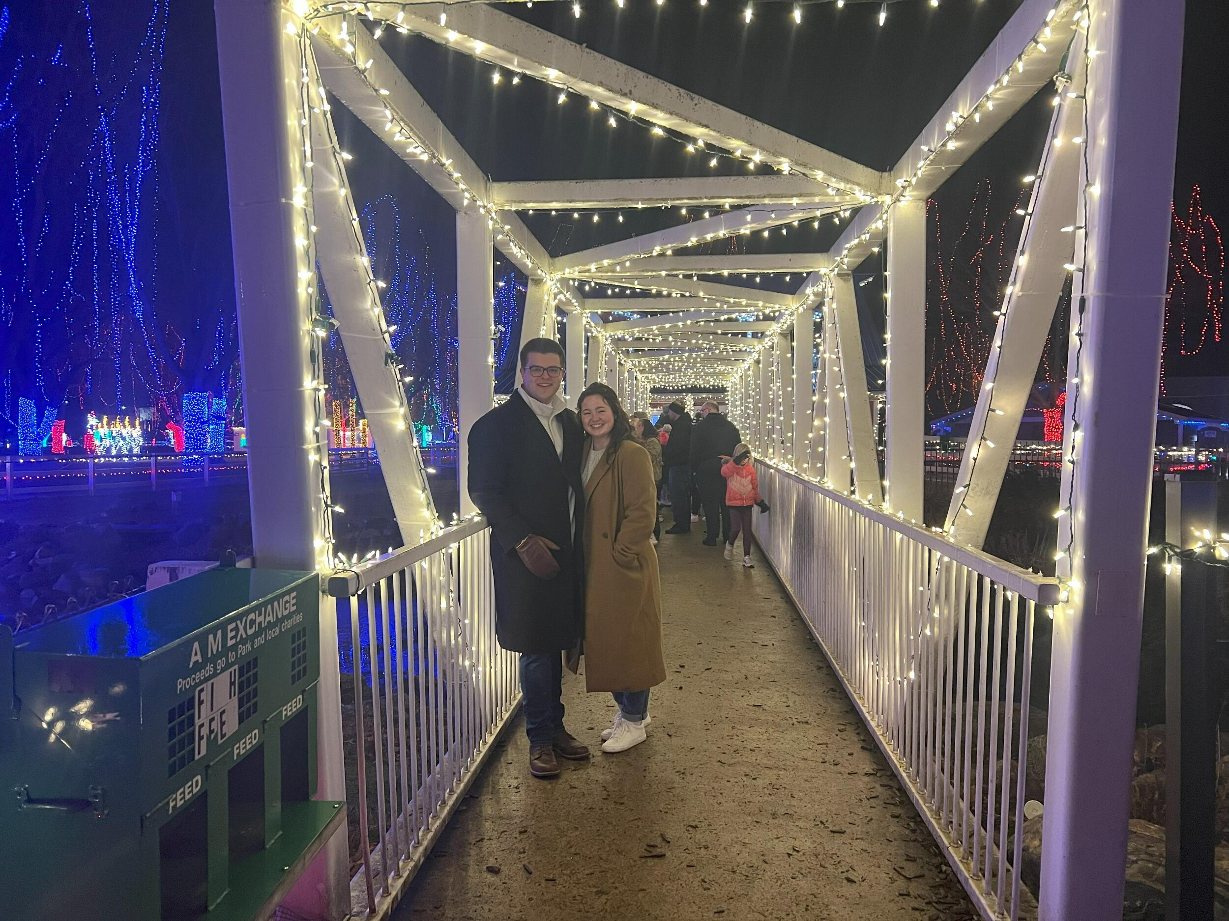 Our first double date with Aaron's friends, Devin & Jordan (& their daughter Harlow), to see the Kiwanis Christmas lights in Mankato.