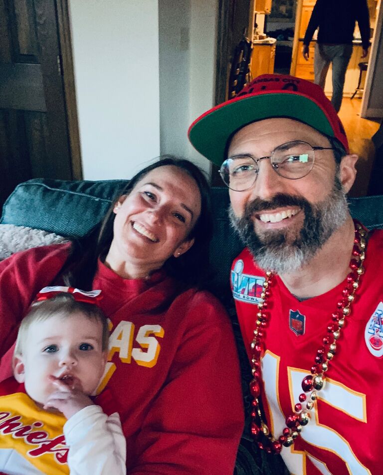 ANOTHER SUPER BOWL?! Here in KC, we've been spoiled by the Mahomes Era of Chiefs football. Her dad is always glad to host our Super Bowl watch parties and Rachel is always delighted to hold her niece (much more so than watching the game)!