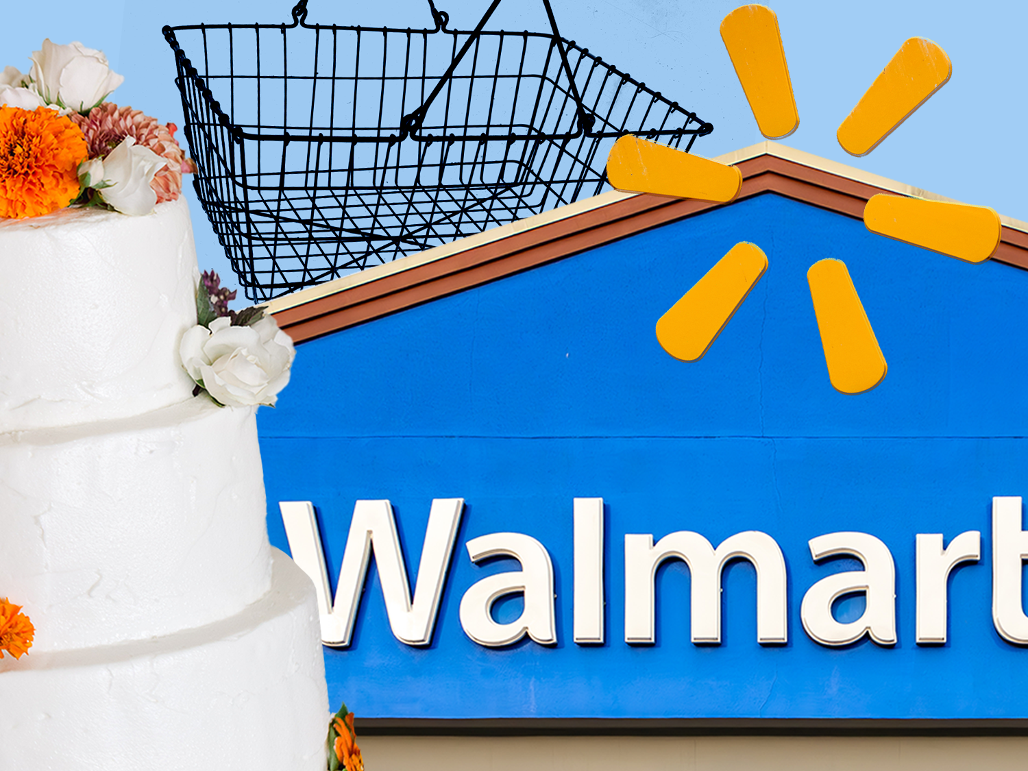 Collage of budget walmart wedding cakes