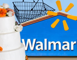 Collage of budget walmart wedding cakes