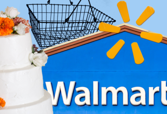 Collage of budget walmart wedding cakes