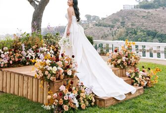 Lana Condor posing on her wedding day