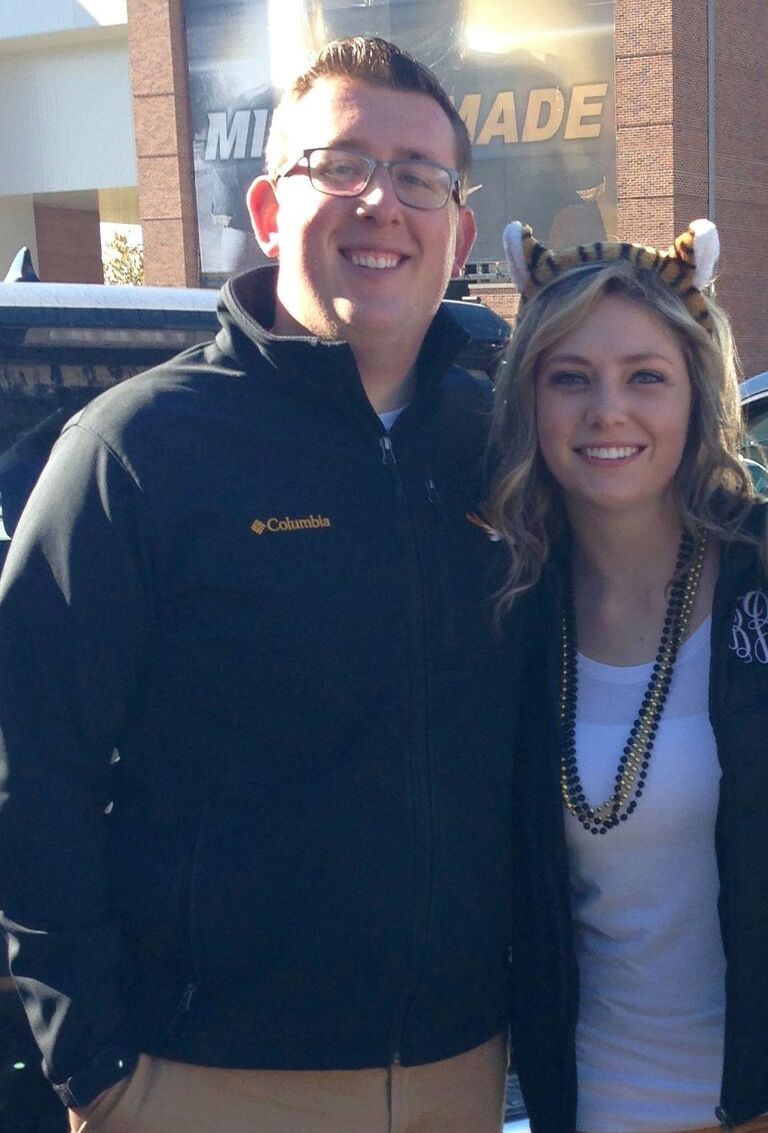 Tailgating prior to Mizzou Football's game against Vanderbilt. Fun Fact: A significant moment in Matt & Brittany's relationship was when he admitted he loved her more than Mizzou Football.