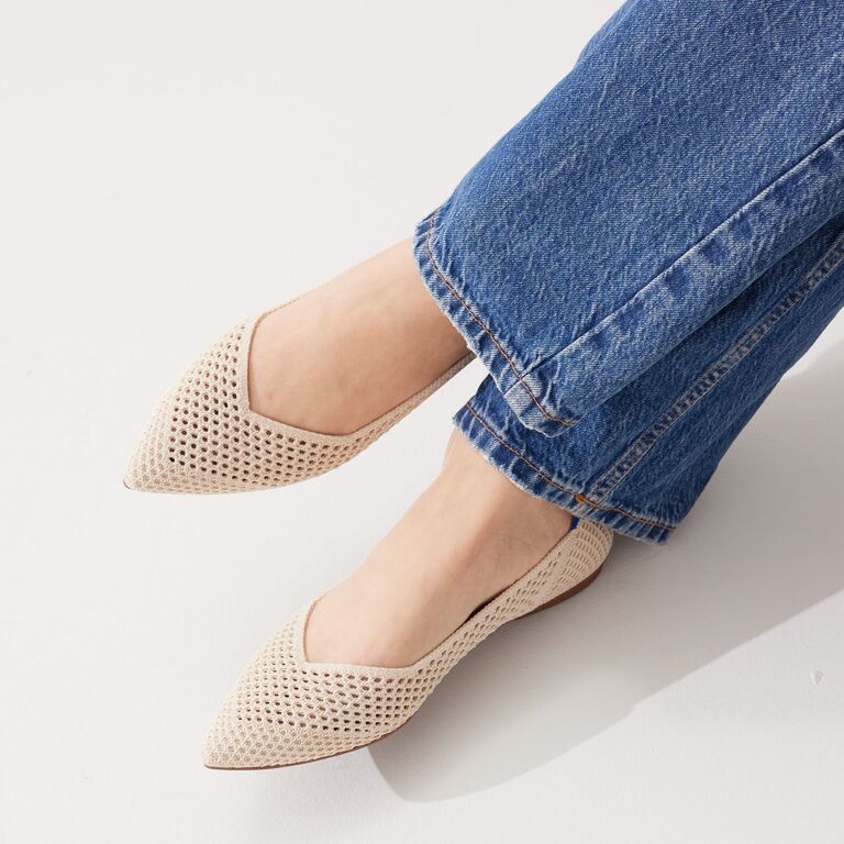 Rothy's nude pointed toe bridal flats