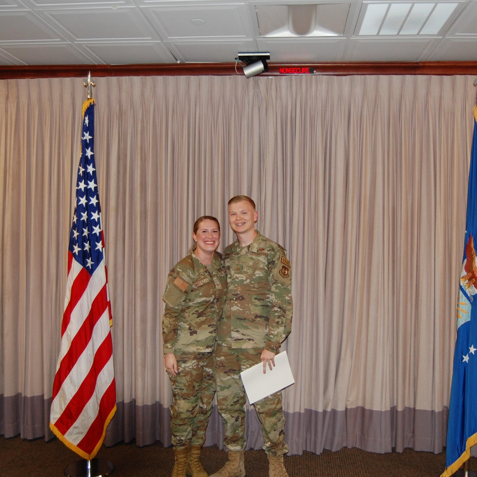 Caleb’s promotion to Technical Sergeant was a milestone moment in his Air Force journey — celebrated right here in San Antonio, TX, with the Cryptologic and Cyber Systems Division. Now an officer, this was one of the many proud steps on his way to where he is today!