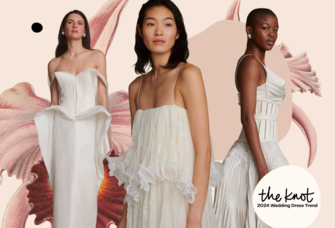 Collage of unconventional wedding dresses 2024. 