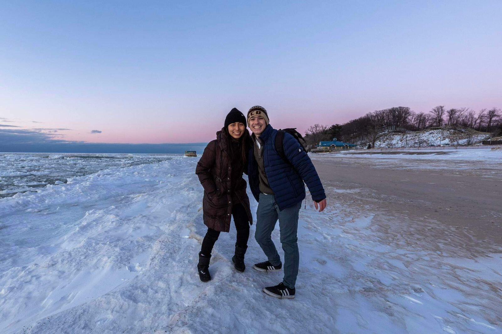 Fast forward a couple years and to the coldest lake in the Midwest. Going to Andrews University together not only grew our relationship but our resistance to cold weather. Going out to the lake to explore and take pictures is a favorite memory of ours while being in Michigan.