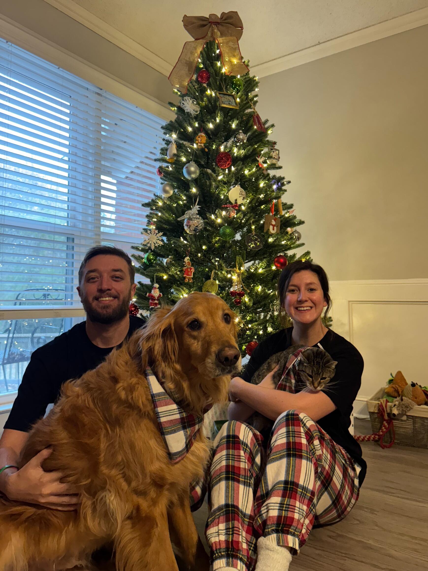 First time waking up in our home together on Christmas Day. Fam pic featuring Georgia and Rory!