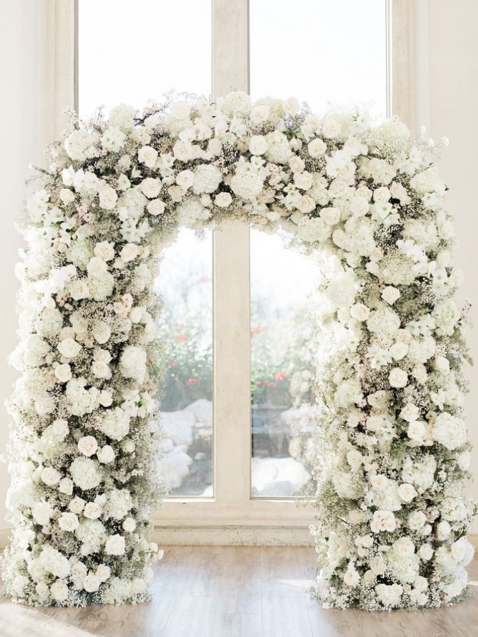 White flower wedding arch