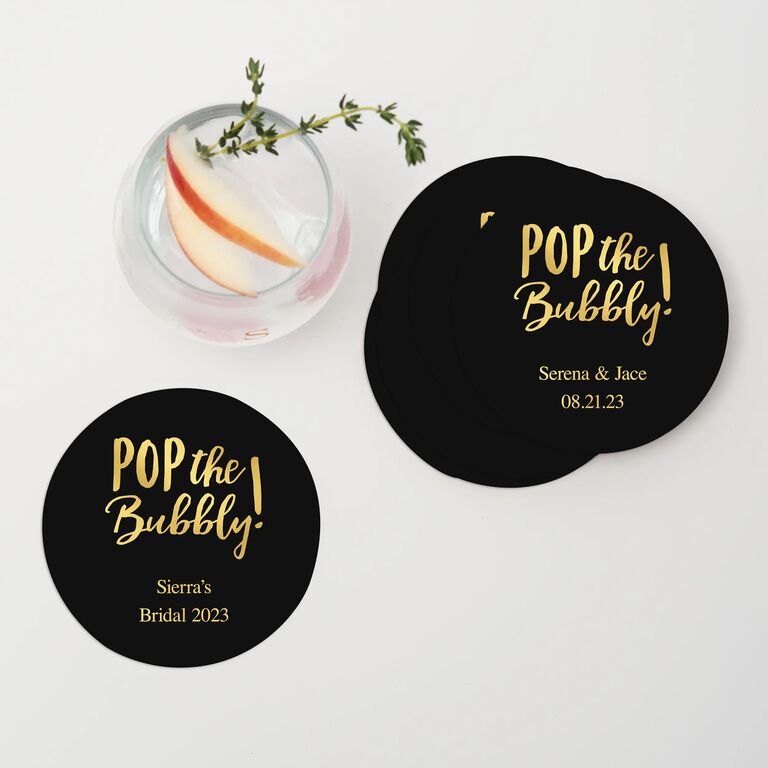 Personalized paper coasters for your wedding engagement party