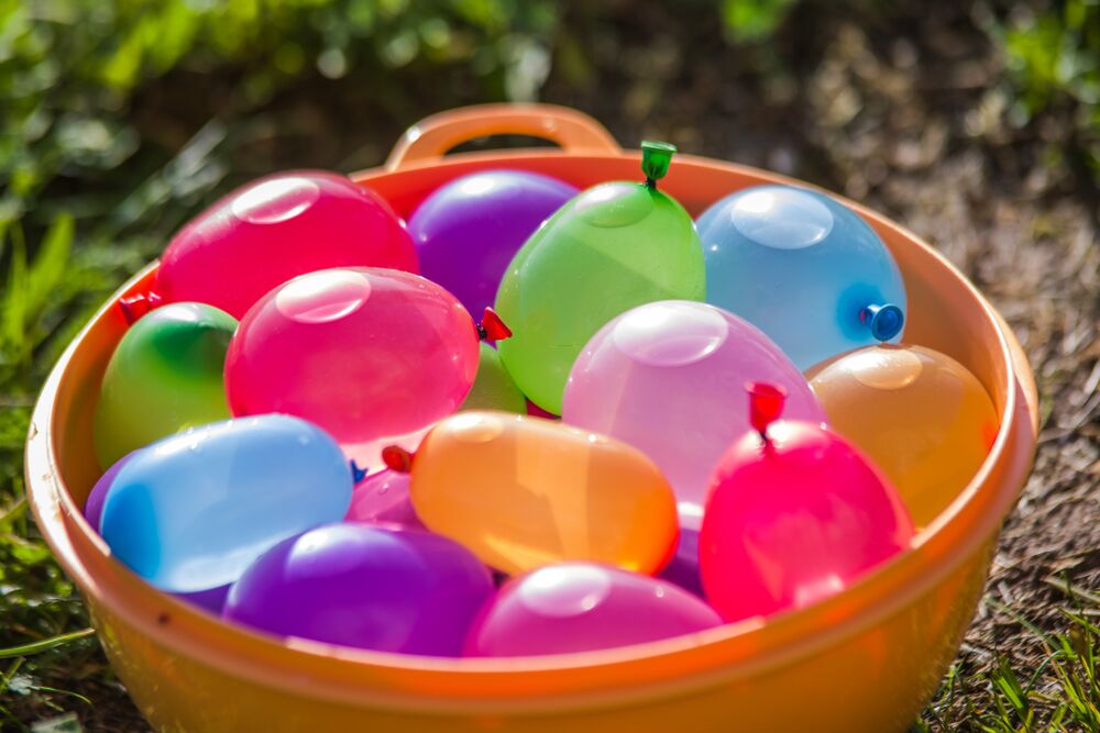 water balloons at pool party