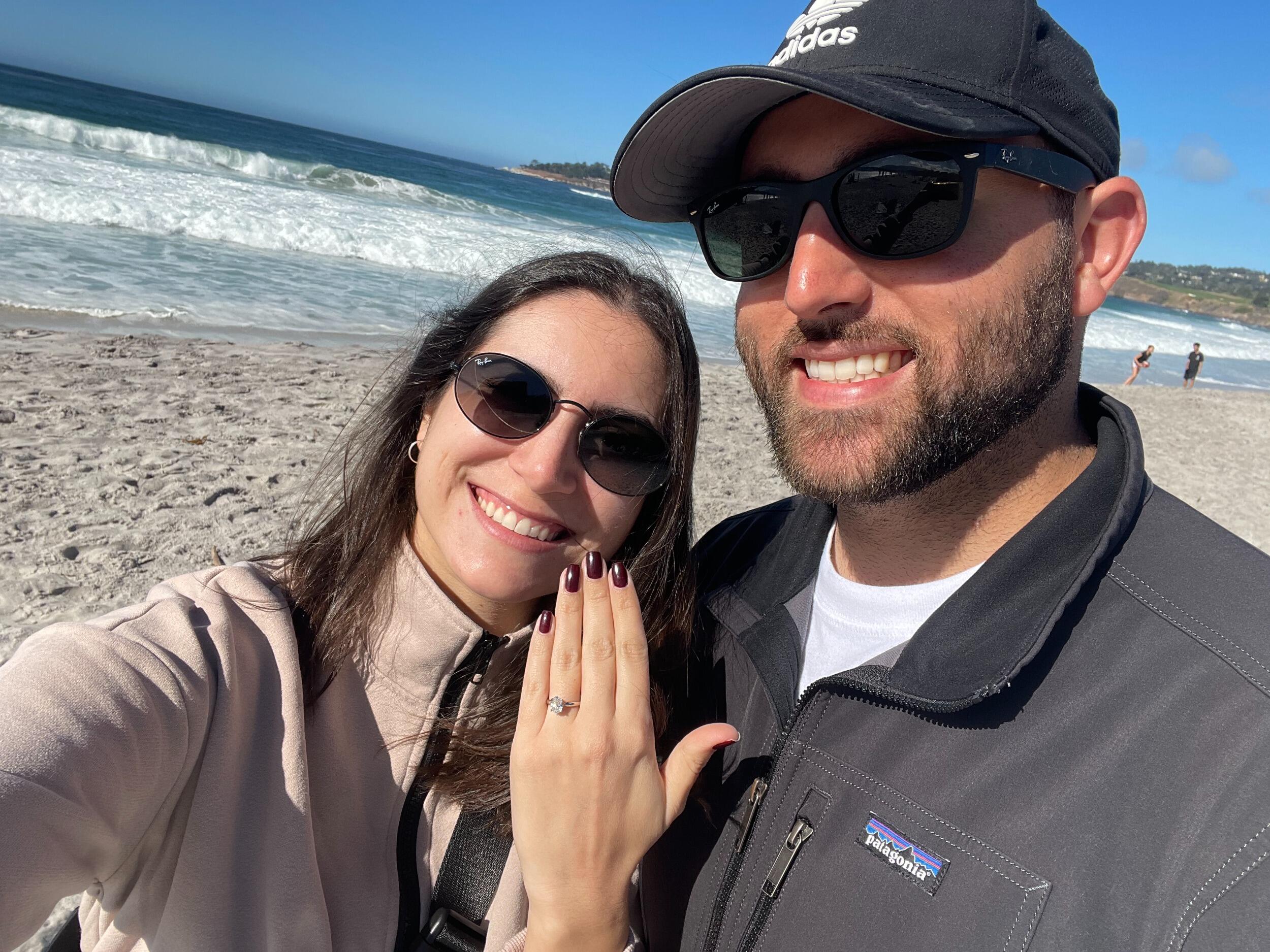 John proposes while spending a romantic weekend in Monterey. 