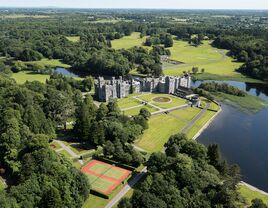 ashford castle in count mayo greenery and castle overview aerial photo