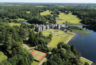 ashford castle in count mayo greenery and castle overview aerial photo