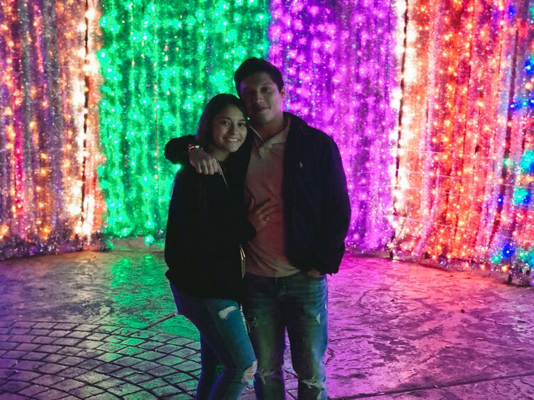 They spent the holiday season visiting each family and celebrated Cameron's birthday with friends at the zoo lights in Houston. 