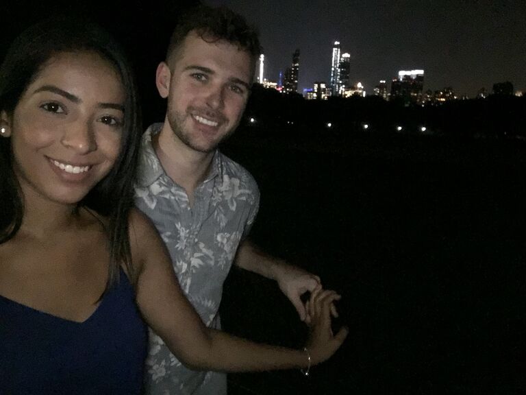 Their second date was at the Guggenheim, Andrew's pick! They had an amazing time wondering around and Amanda got really impressed with Andrew's inspiring thoughts about the Arts and how much he loved Kandinsky's work. She thought "Wow, not only handsome, he's also a nerd (in a good way)". Then they walked around the Great Lawn and took this first picture together! Thankfully they figured out what to do with their hands in future pictures
