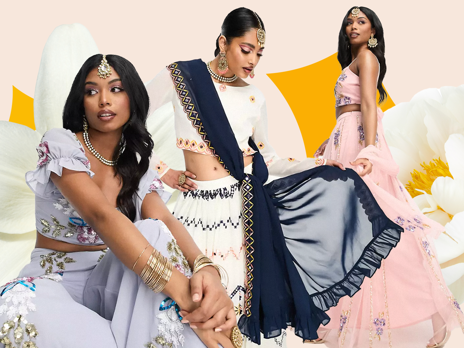 Traditional Indian wedding party wearing wedding atire