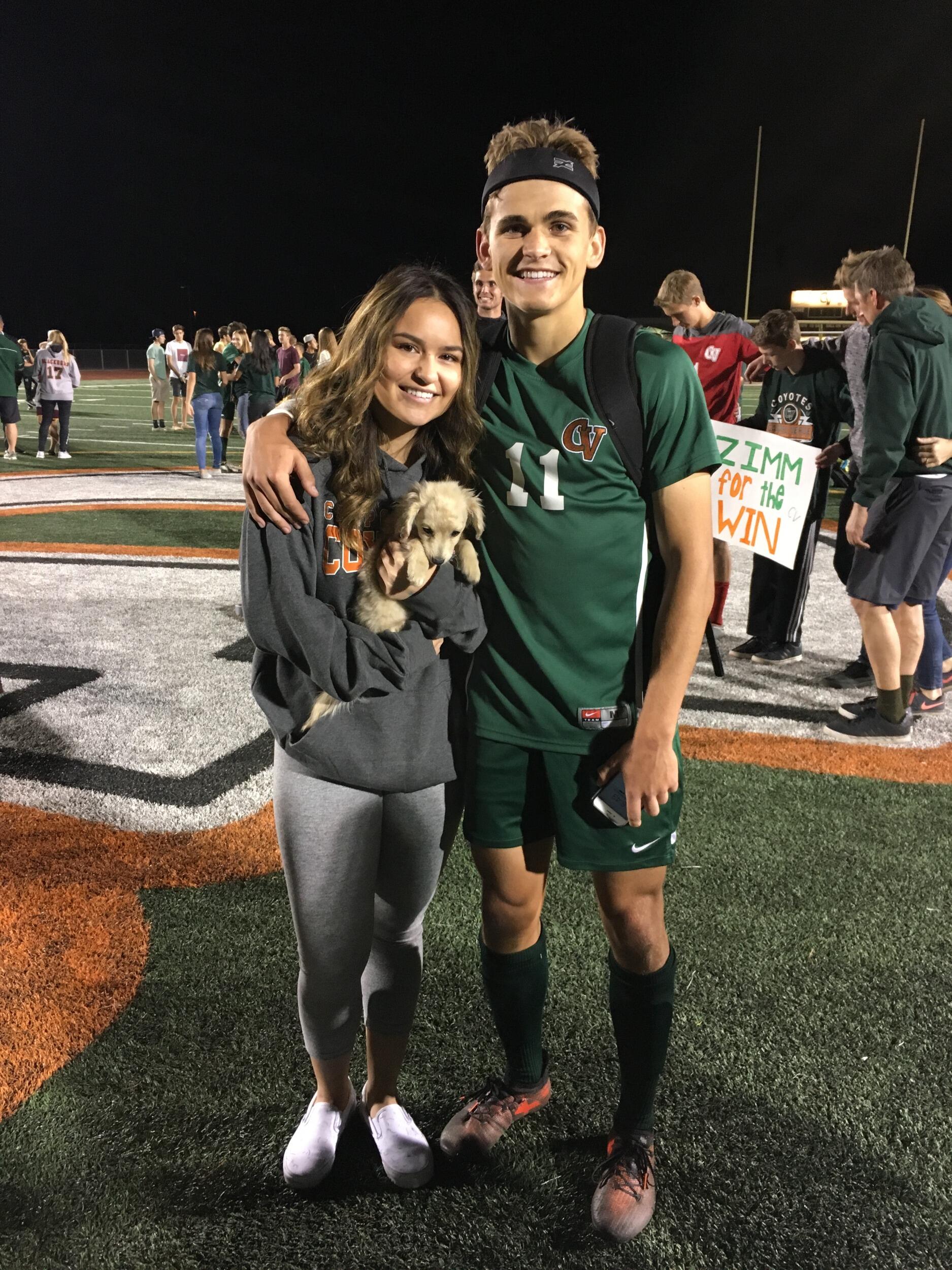 H: High school sweethearts in the making! I went to every one of Blaise’s soccer games, Fat Head of him in hand, cheering him on like his biggest (and probably most embarrassing) fan.
_______________________________________________
B: By this point in time, it was really special to have someone like Haley in my life. She quickly became my best friend, and I was incredibly comfortable being my complete self around her. We loved being around each other. And yes, the fat head was always a big hit. I still have people bringing that up to this day. 