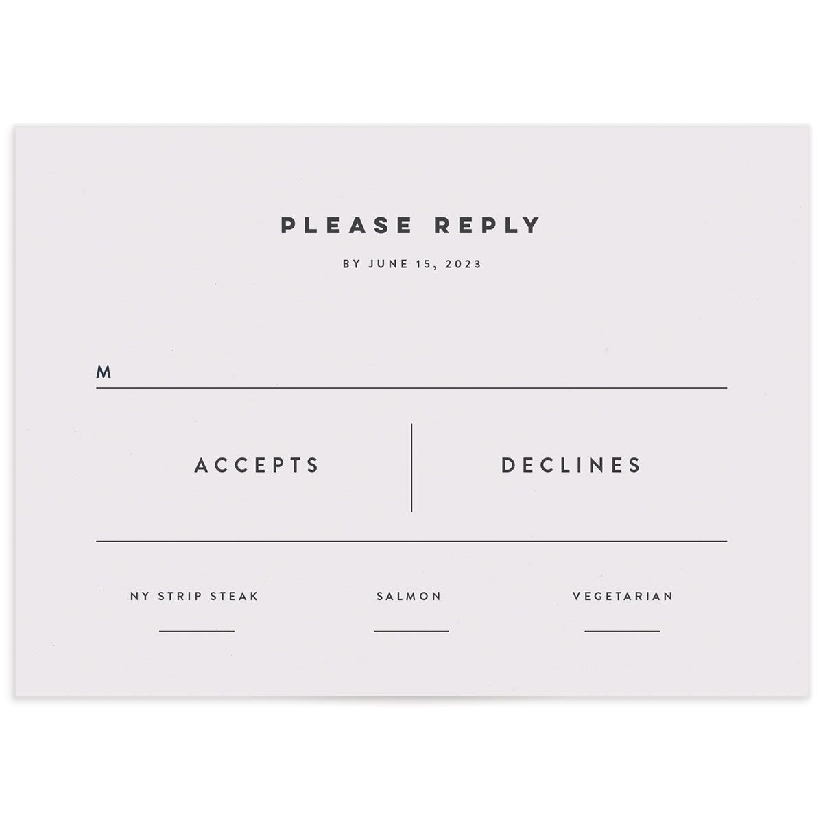 A Wedding Response Card from the Modern Palm Collection
