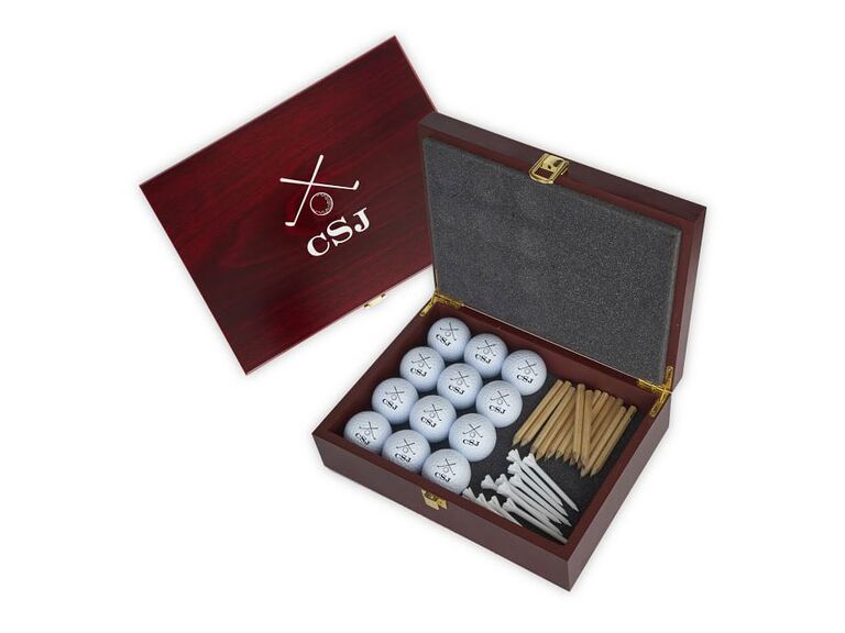 Personalized golf ball gift set for son on wedding day