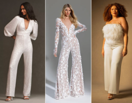 Three elegant wedding jumpsuits for brides