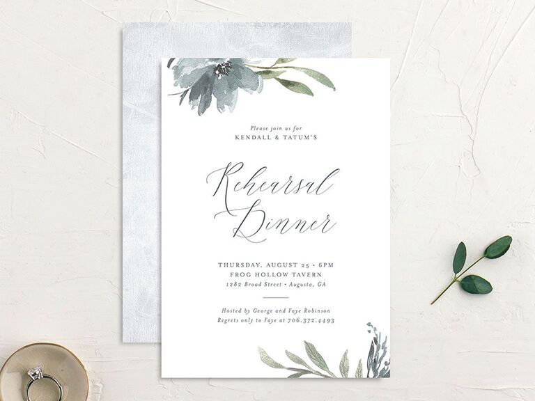 Simple design with muted floral arrangement on top and bottom borders