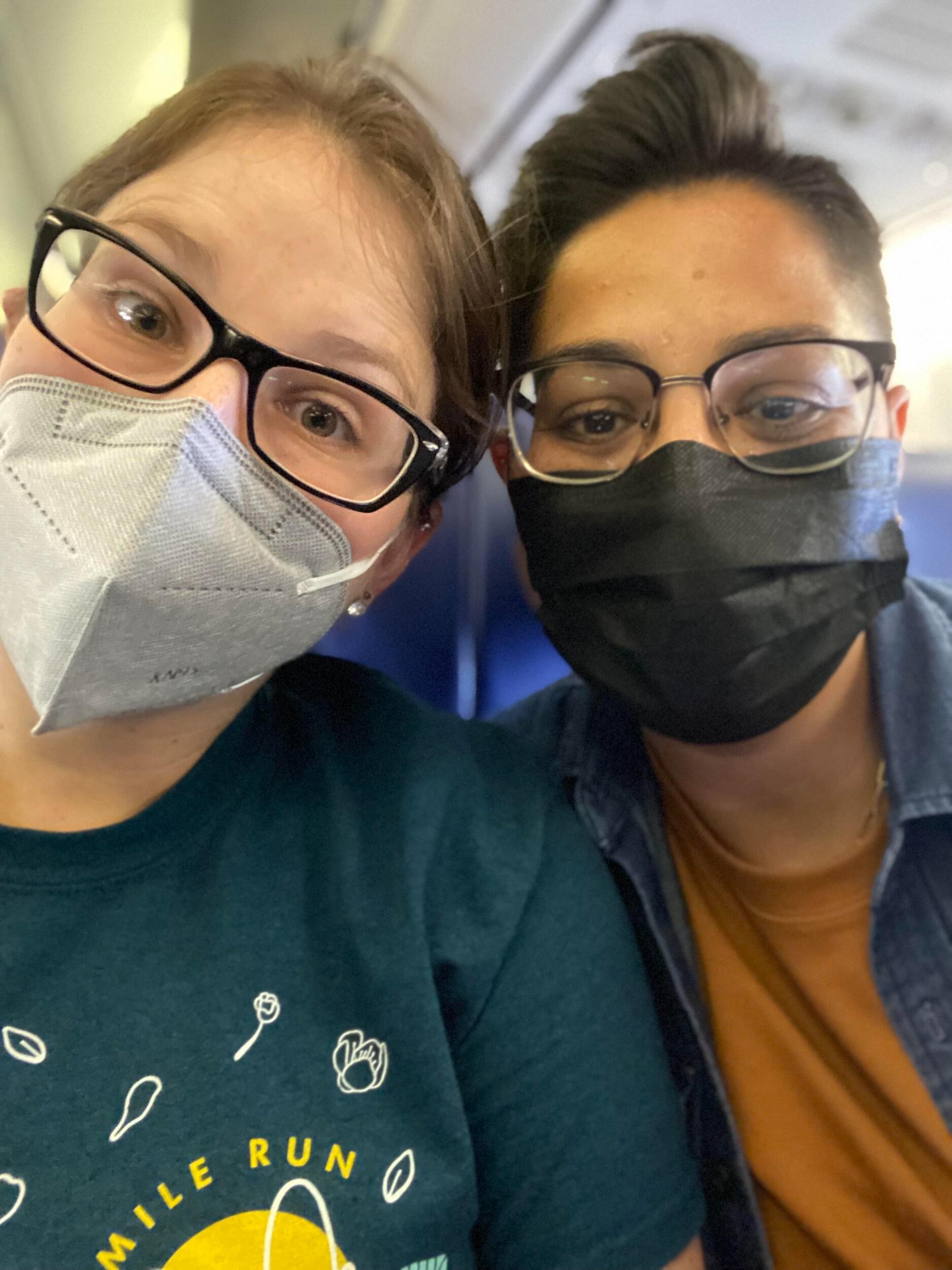 Our first flight together: Flight to family wedding in Austin, TX.