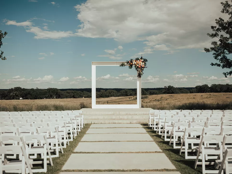 An outdoor ceremony space at Prospect House in Dripping Springs, Texas