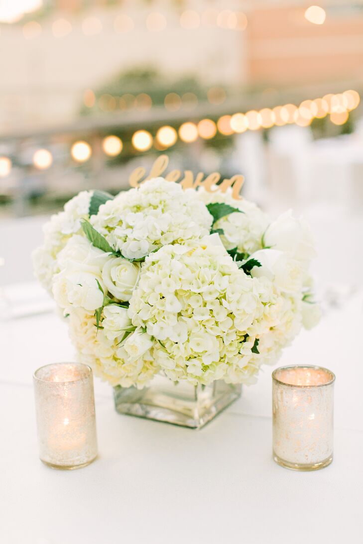 Chic White Rose, Hydrangea Wedding Centerpieces