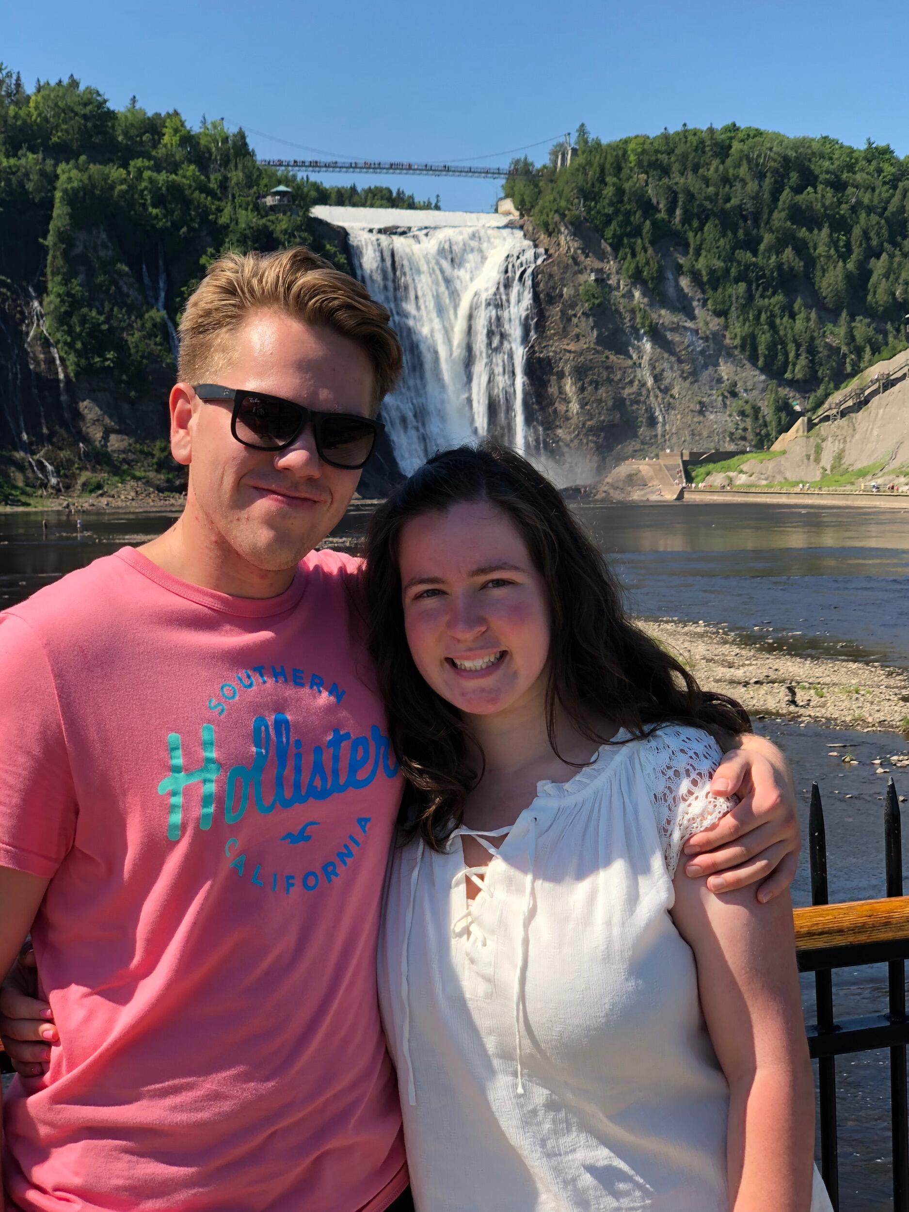 Later in the summer we traveled to Quebec City. Here we are at Montmorency Falls. 