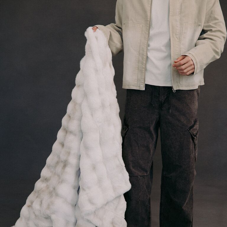 Weighted faux fur blanket