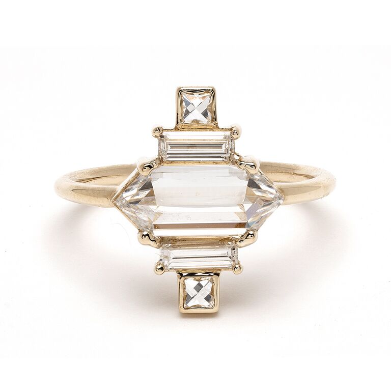Unique hexagonal engagement ring by Sofia Kaman