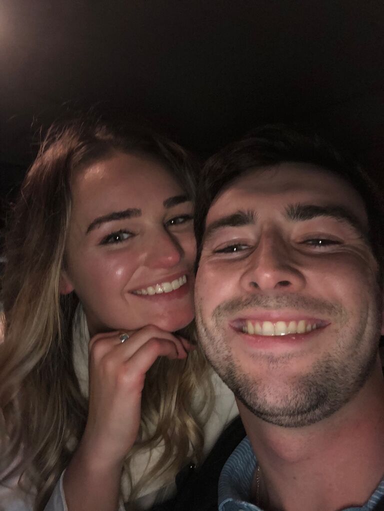 Maureen and Kyle after their first date- they sent this picture to the friend that set them up after a very successful first dinner together!