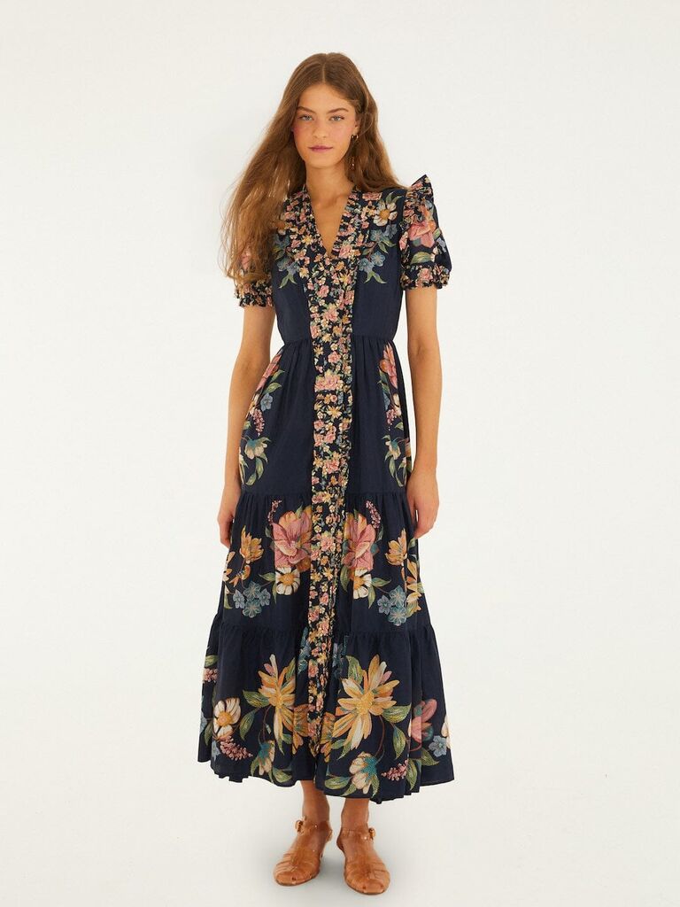 FARM Rio dark blue maxi boho mother-of-the-bride dress