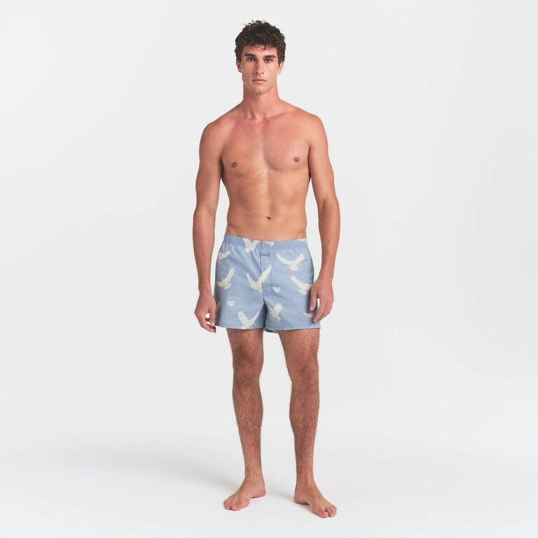 Men's blue boxers with dove pattern