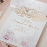 Pink and gold invitation for bridal shower