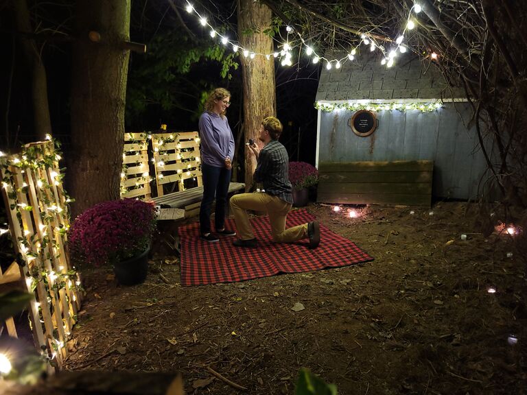 After thirty minutes, he finally got around to popping the question...
The rest was history (FYI she said yes).