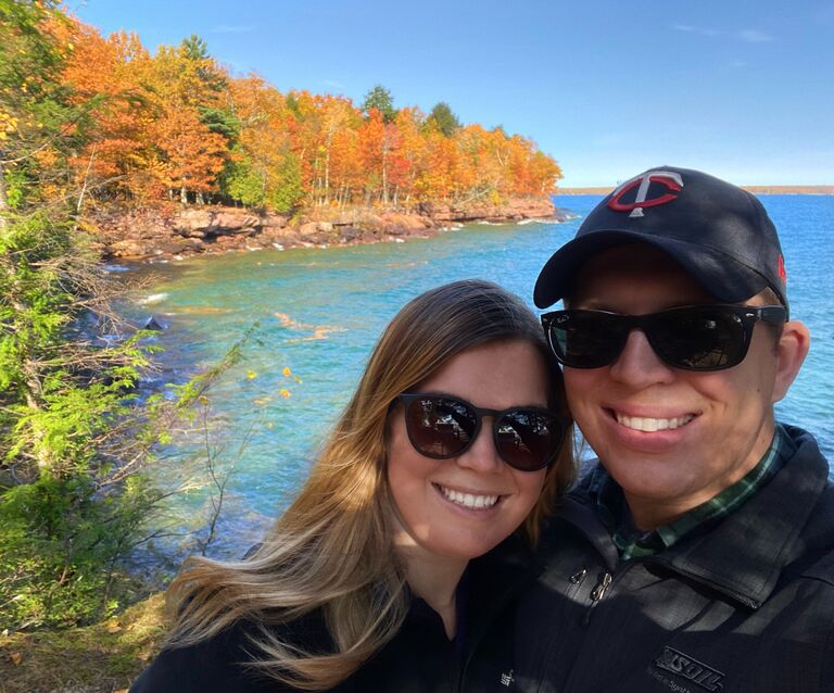 Madeline Island. Grace still can't get over the fact that trees change color here. 