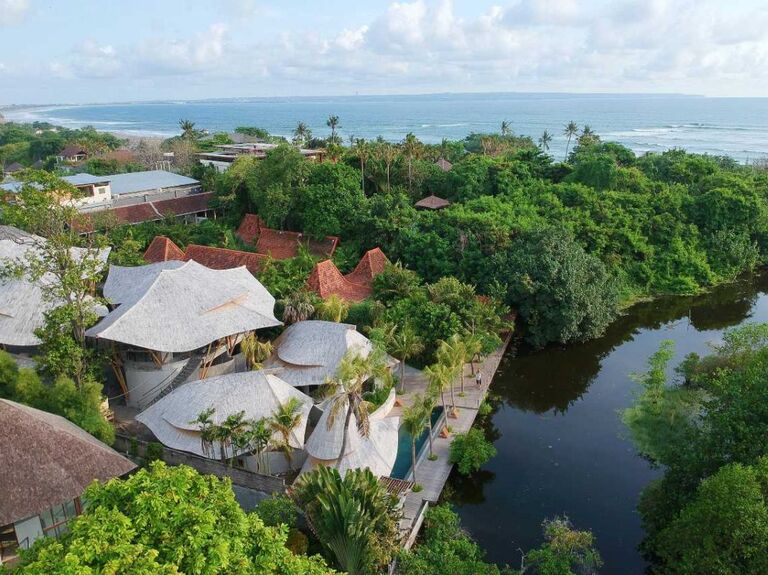 Aerial view of ZIN Canggu Resort & Villas honeymoon resort in Bali