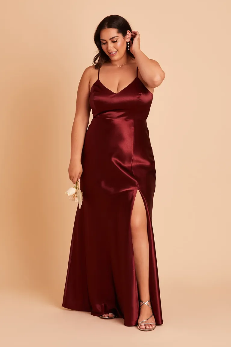 Maxi Thigh-High Slit Dress With Shiny-Effect, Open Front And Sharp