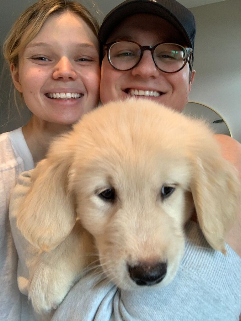 We rescued our third fur-baby from Adopt-a-Golden Knoxville. Gus is a purebred golden retriever who's mom was rescued by AGK from a breeding mill along with his 10 other liter-mates. He is now gigantic (on track to be 100lbs) and has completed his testing to be Macy's service animal (but his training will continue for the next several years as he specializes and continues to practice).