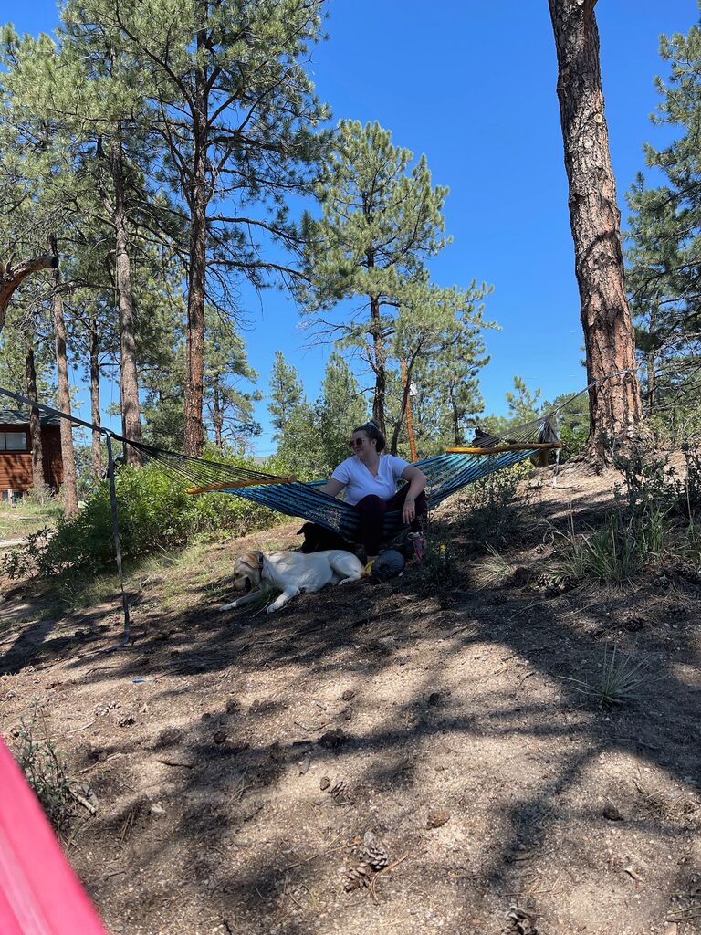 During Ally’s year off before medical school, Ally and Ben spent most their summer days sitting in hammocks in their yard reading.

Franktown, CO
